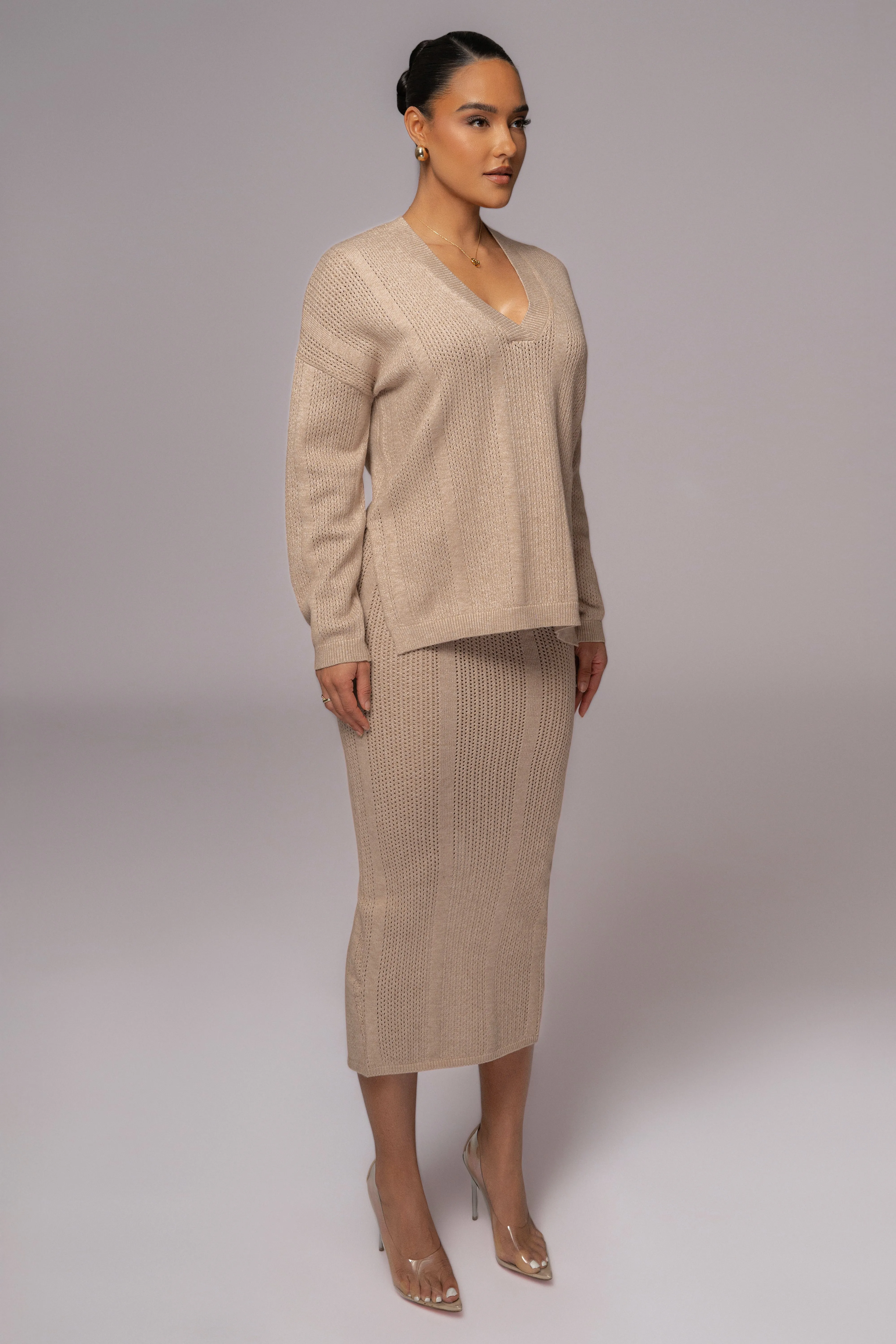 Taupe Estela Sweater Knit Top
