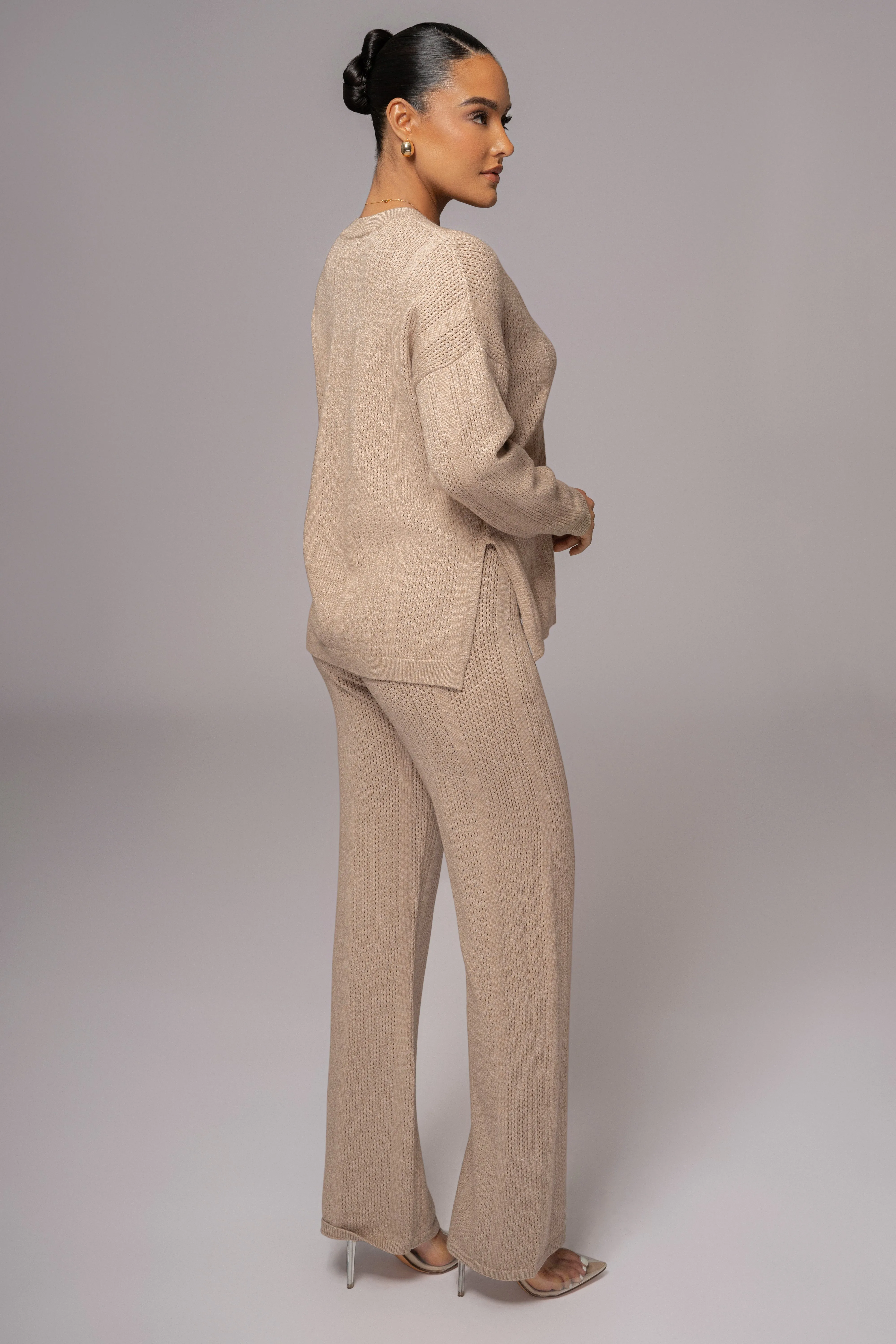 Taupe Fortuna Sweater Knit Pants