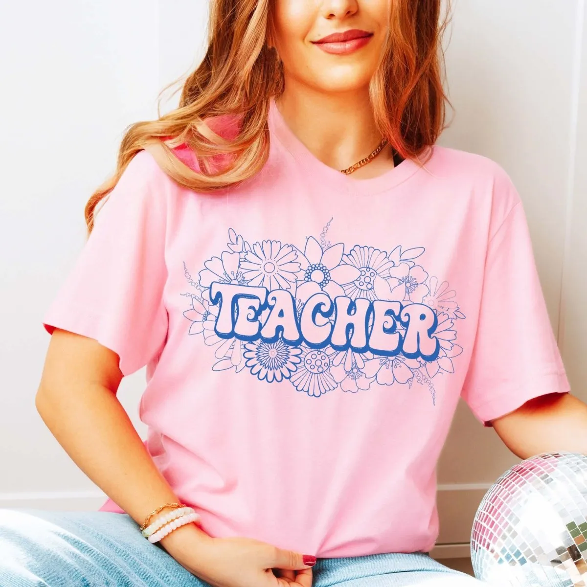 Teacher Floral Retro Tee