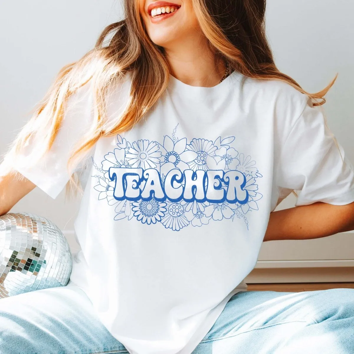 Teacher Floral Retro Tee