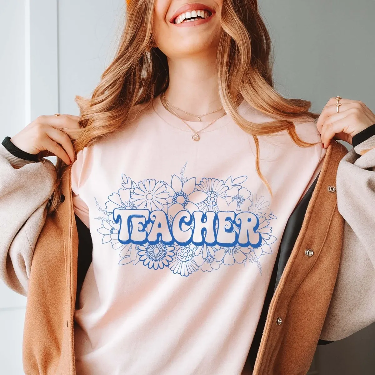 Teacher Floral Retro Tee