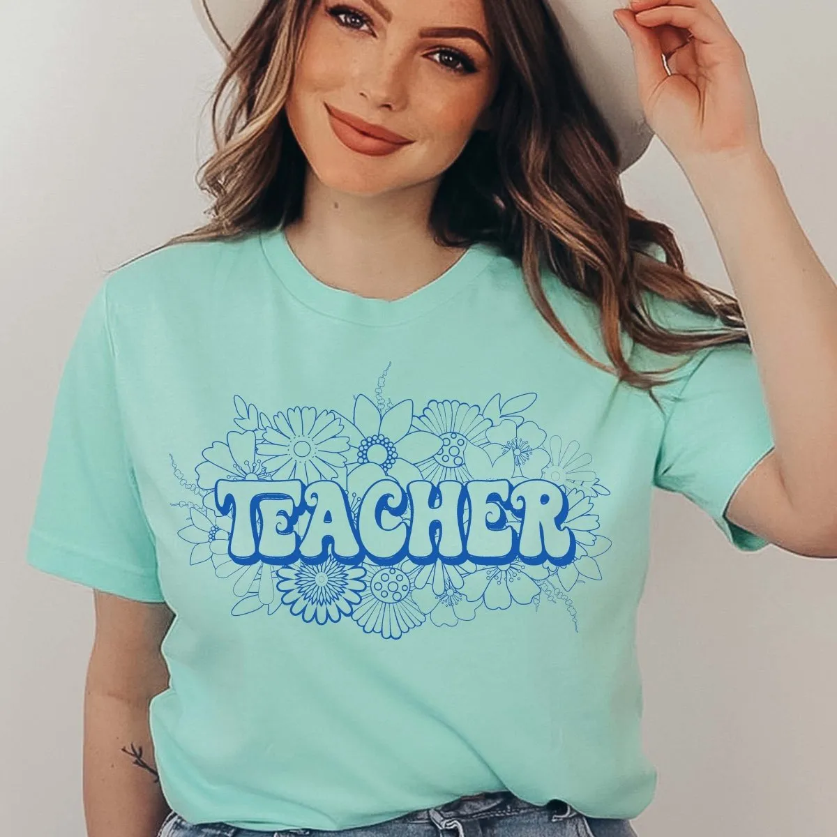 Teacher Floral Retro Tee