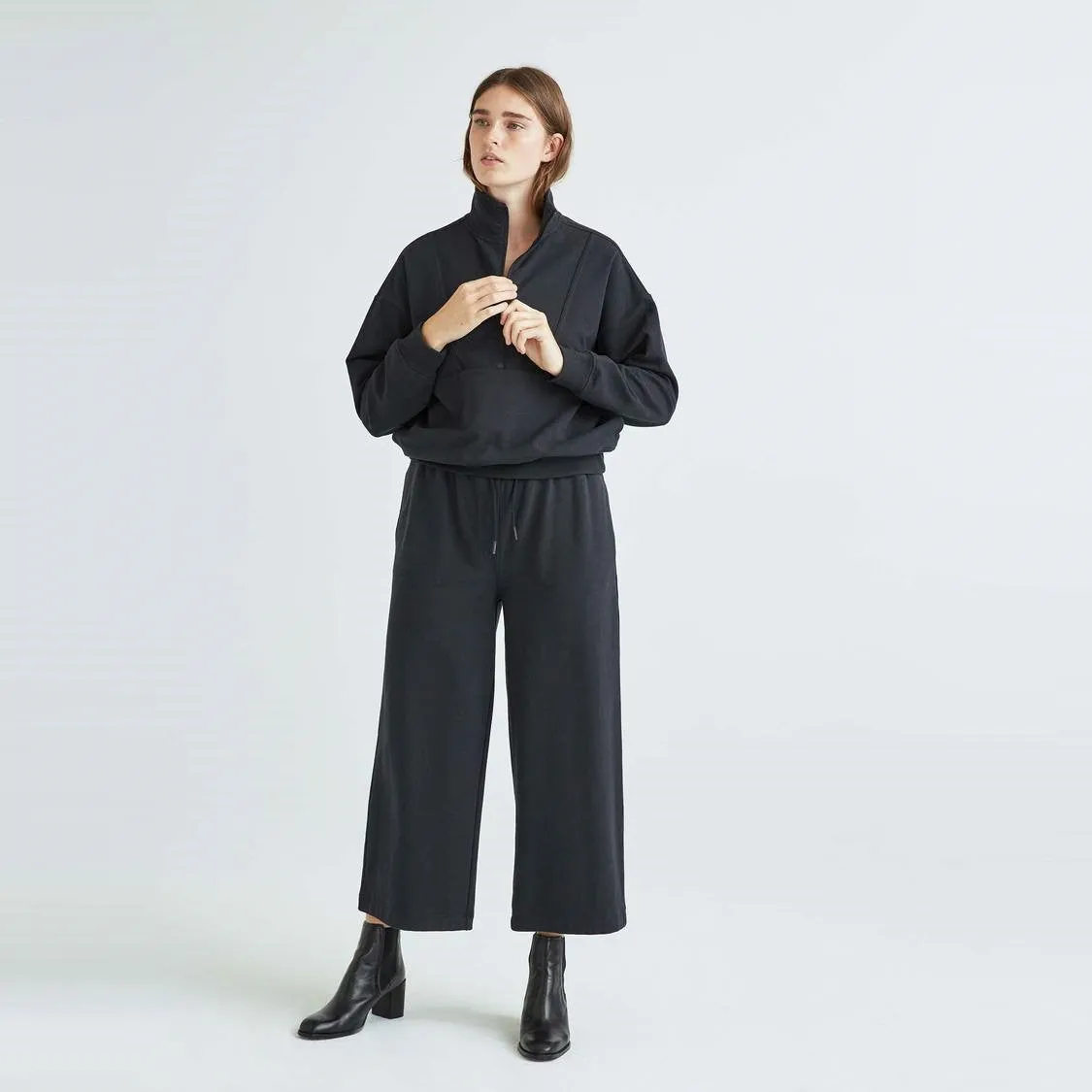 Terry Half Zip Pullover (Black)