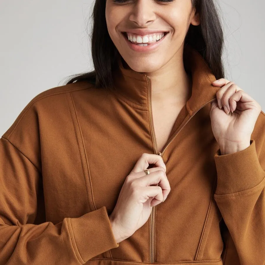 Terry Half Zip Pullover (Woodgrain)