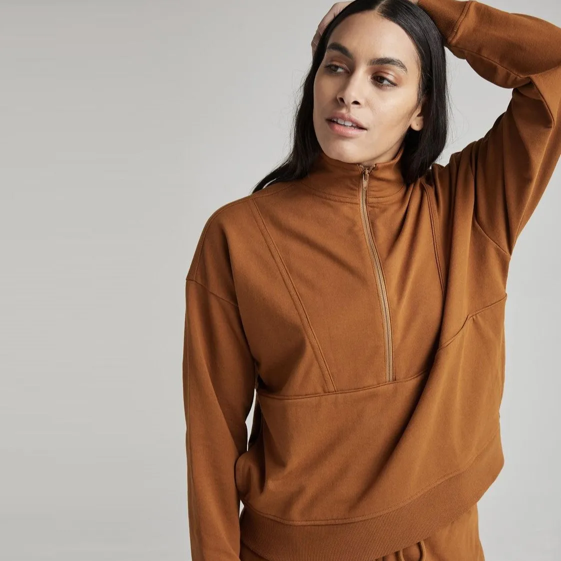 Terry Half Zip Pullover (Woodgrain)