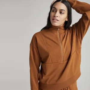 Terry Half Zip Pullover (Woodgrain)