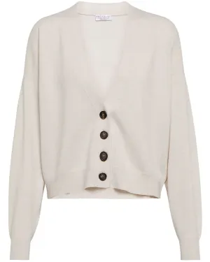 White Cashmere Button Front Cardigan
