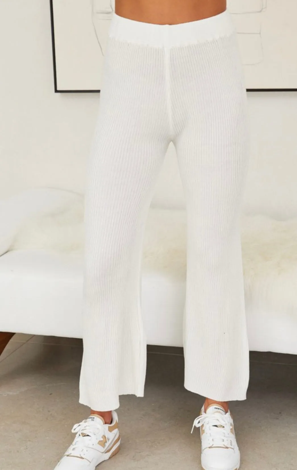 White Ribbed Knit Outerwear Set