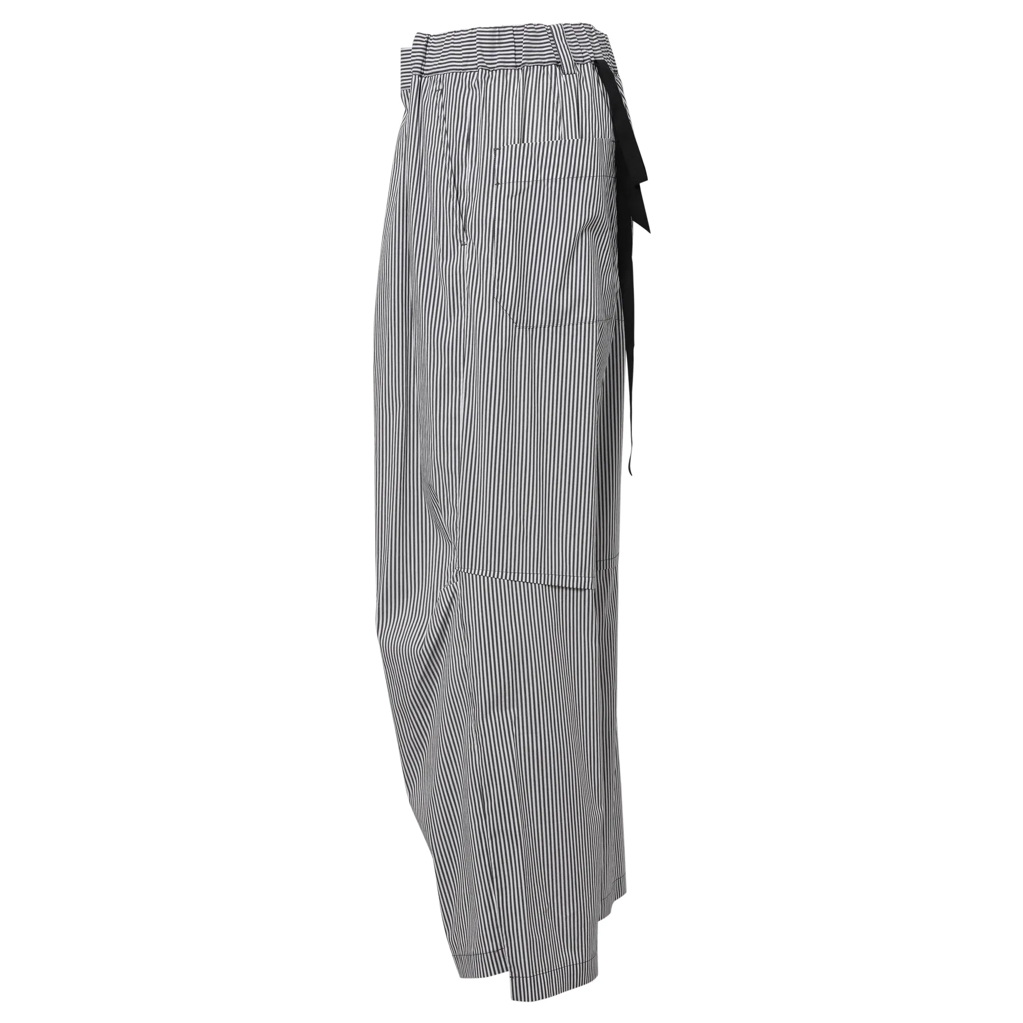 WIDE LEGGED ELASTICATED TROUSERS / BLACK/WHITE