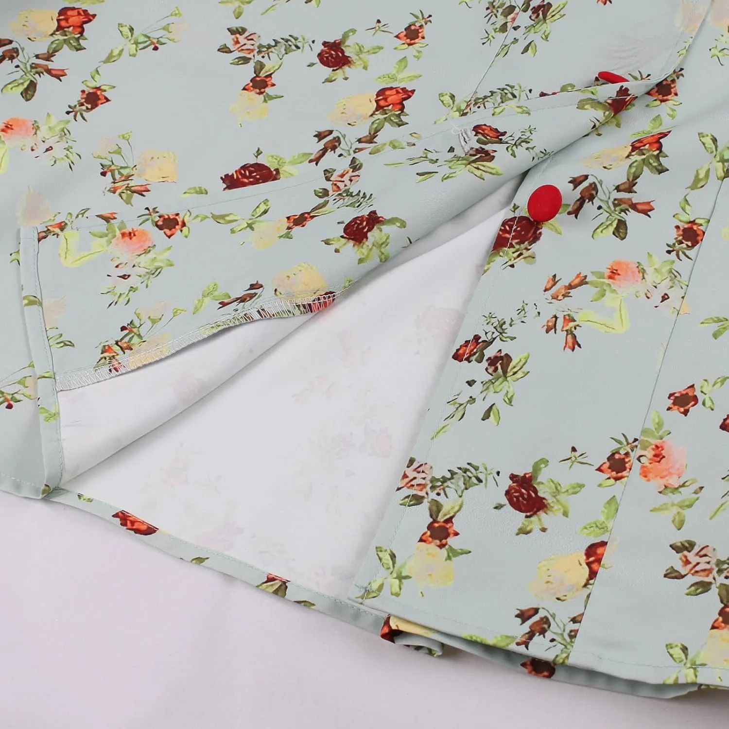 Women's Vintage Floral Skirt High Waist Button Front Midi A-line Skirt