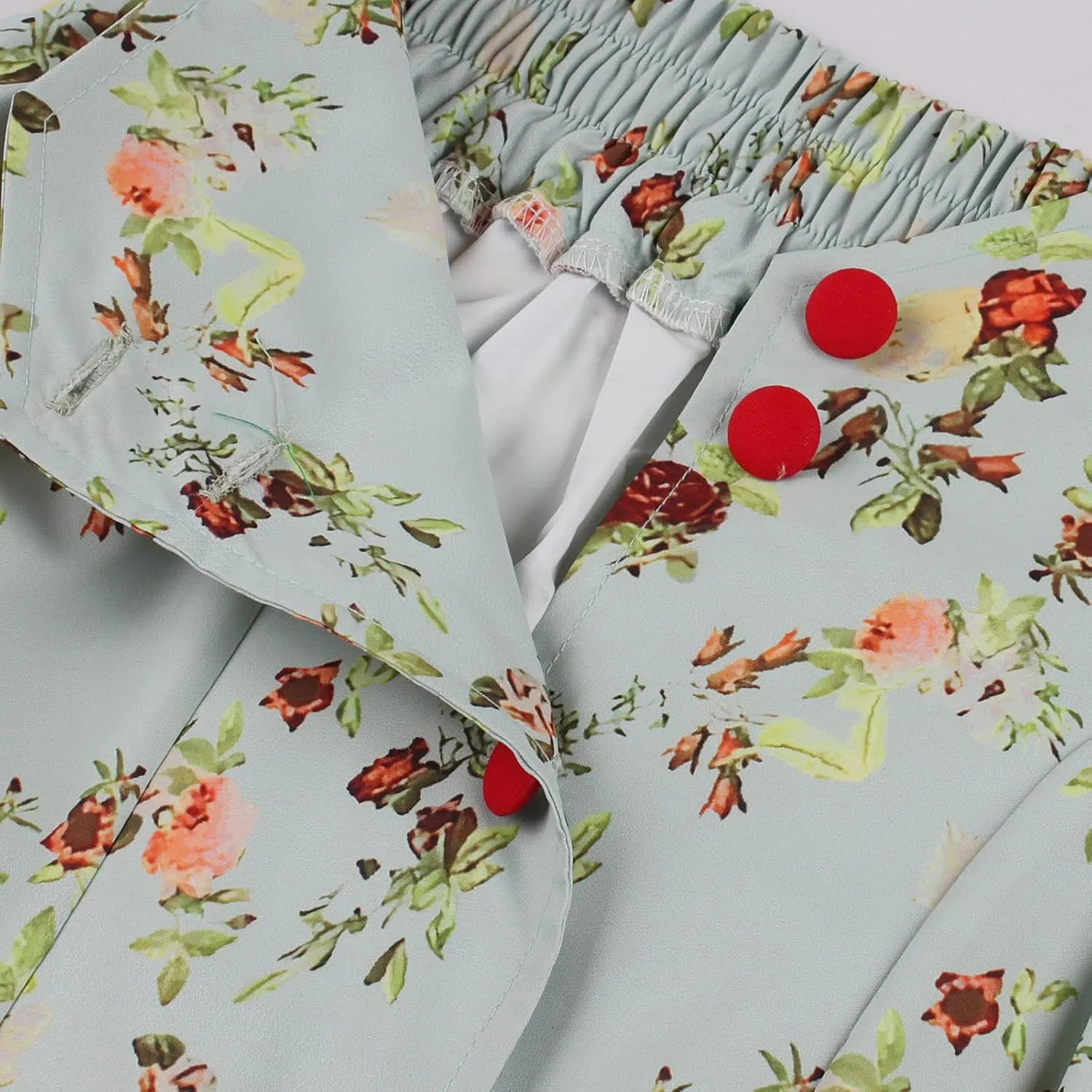 Women's Vintage Floral Skirt High Waist Button Front Midi A-line Skirt