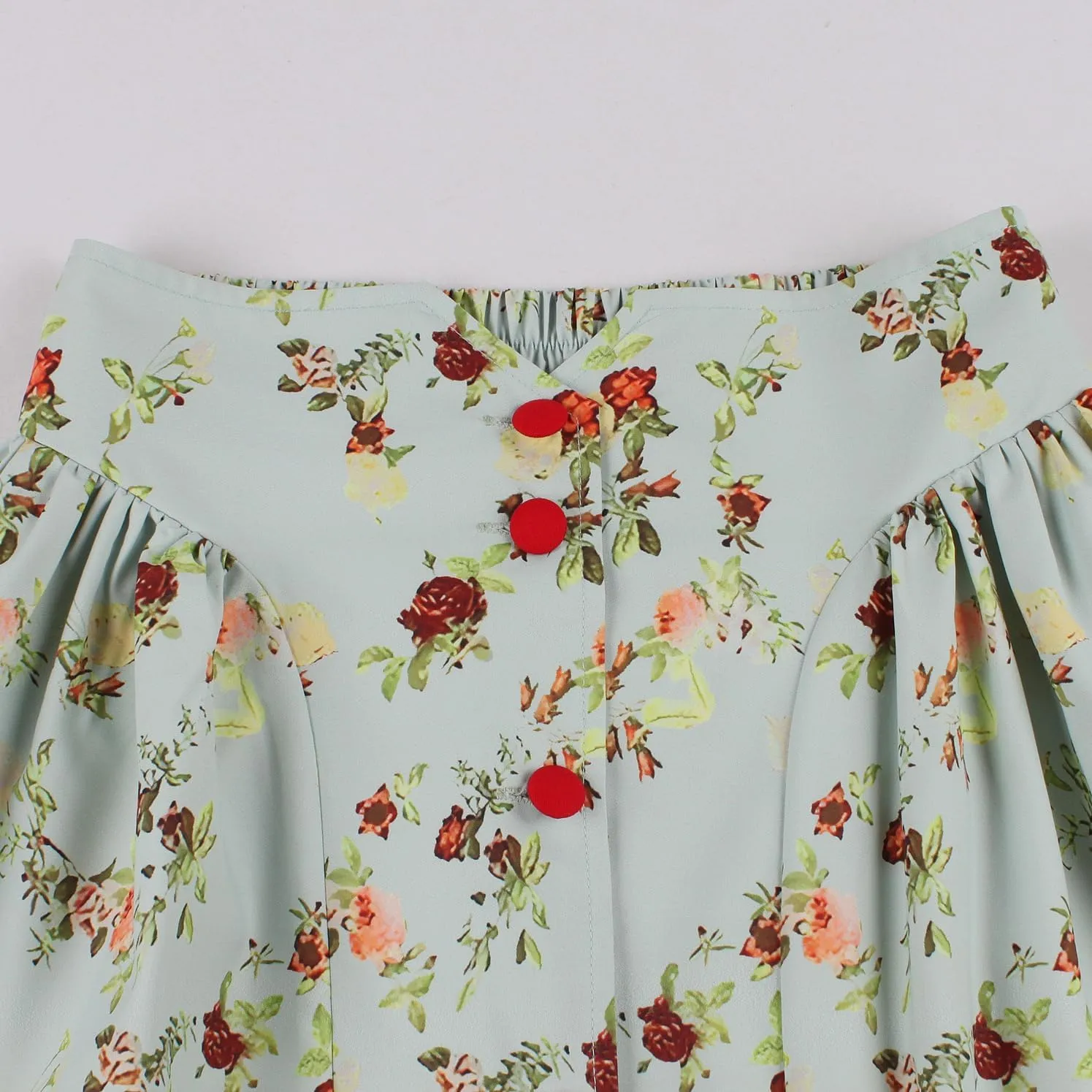 Women's Vintage Floral Skirt High Waist Button Front Midi A-line Skirt