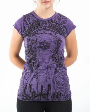 Womens Wild Elephant T-Shirt in Purple