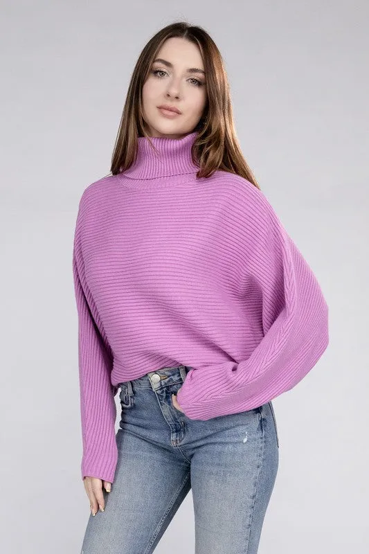 Zenana Dolman Sleeve Turtleneck Sweater