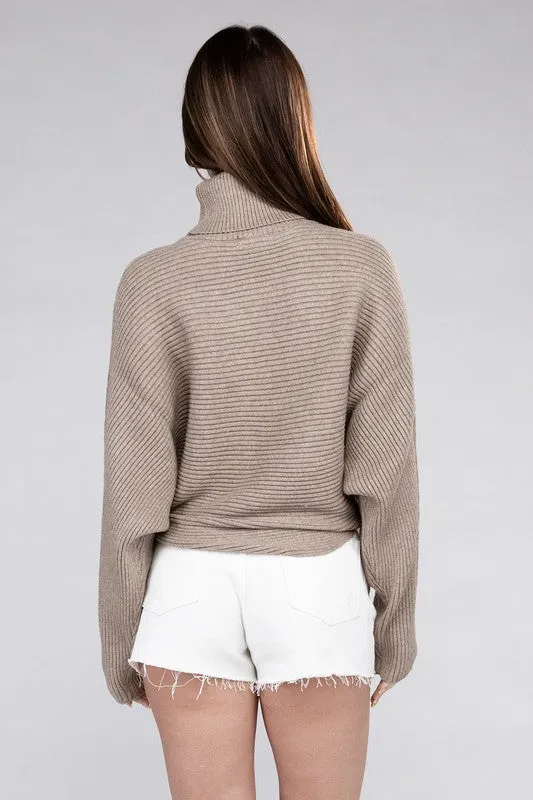 Zenana Dolman Sleeve Turtleneck Sweater