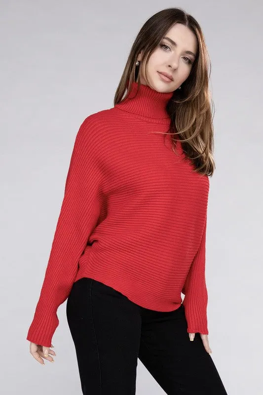 Zenana Dolman Sleeve Turtleneck Sweater